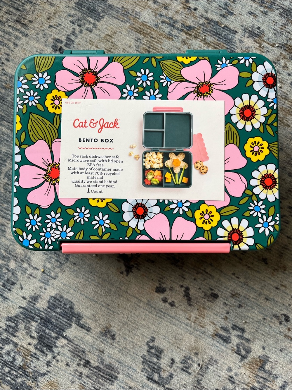 Cat & Jack Floral Bento Box - Teal with Pink Flowers